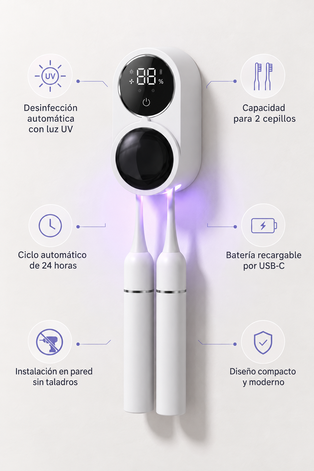 Lumiva UV · Soporte para cepillos de dientes